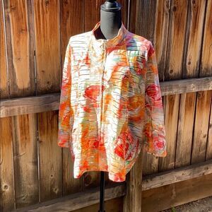 Drapers & Damon’s jacket zipper summer pockets sheer 3/4 sleeves Sz 2X